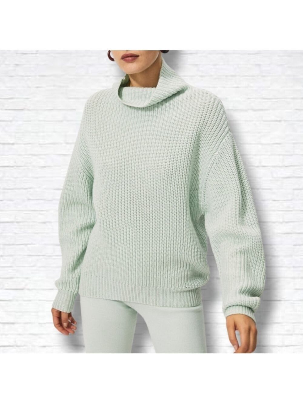 Aritzia Wilfred Montpellier Mint Green Merino Wool Turtleneck Sweater Sz XXS